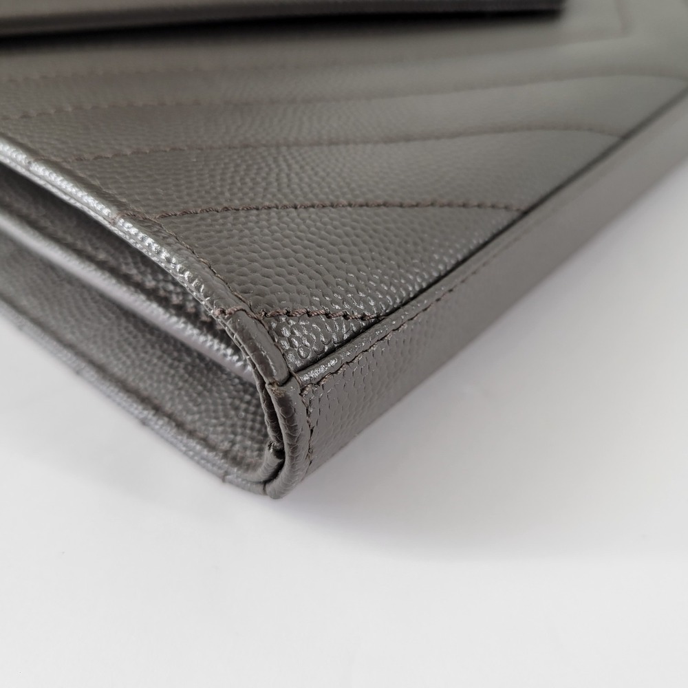 Saint Laurent Crossbody Bag Large Wallet on Chain‎ Gray YSL Monogram Cassandre - Picture 11 of 16
